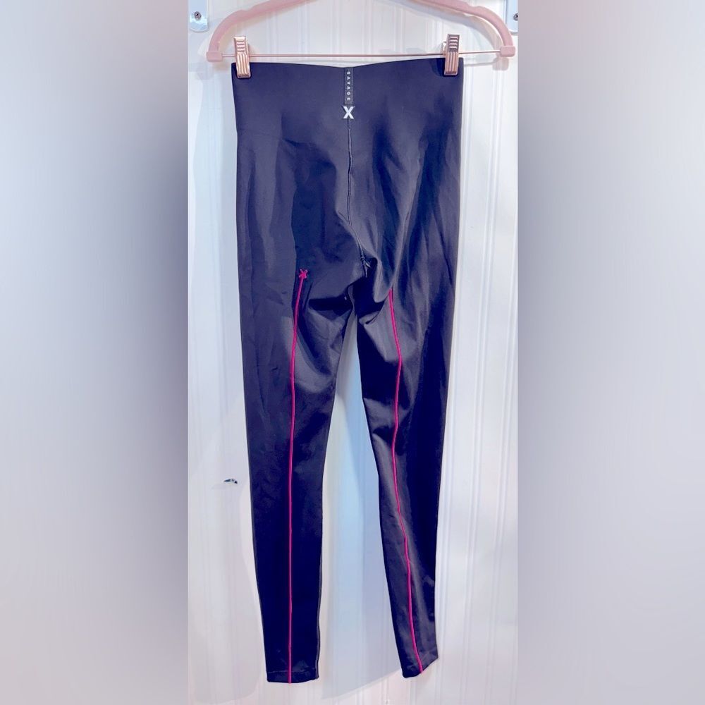 Savage x Fenty‎ Leggings High waist black Stretch Pink Stripe Sz S - Picture 4 of 7